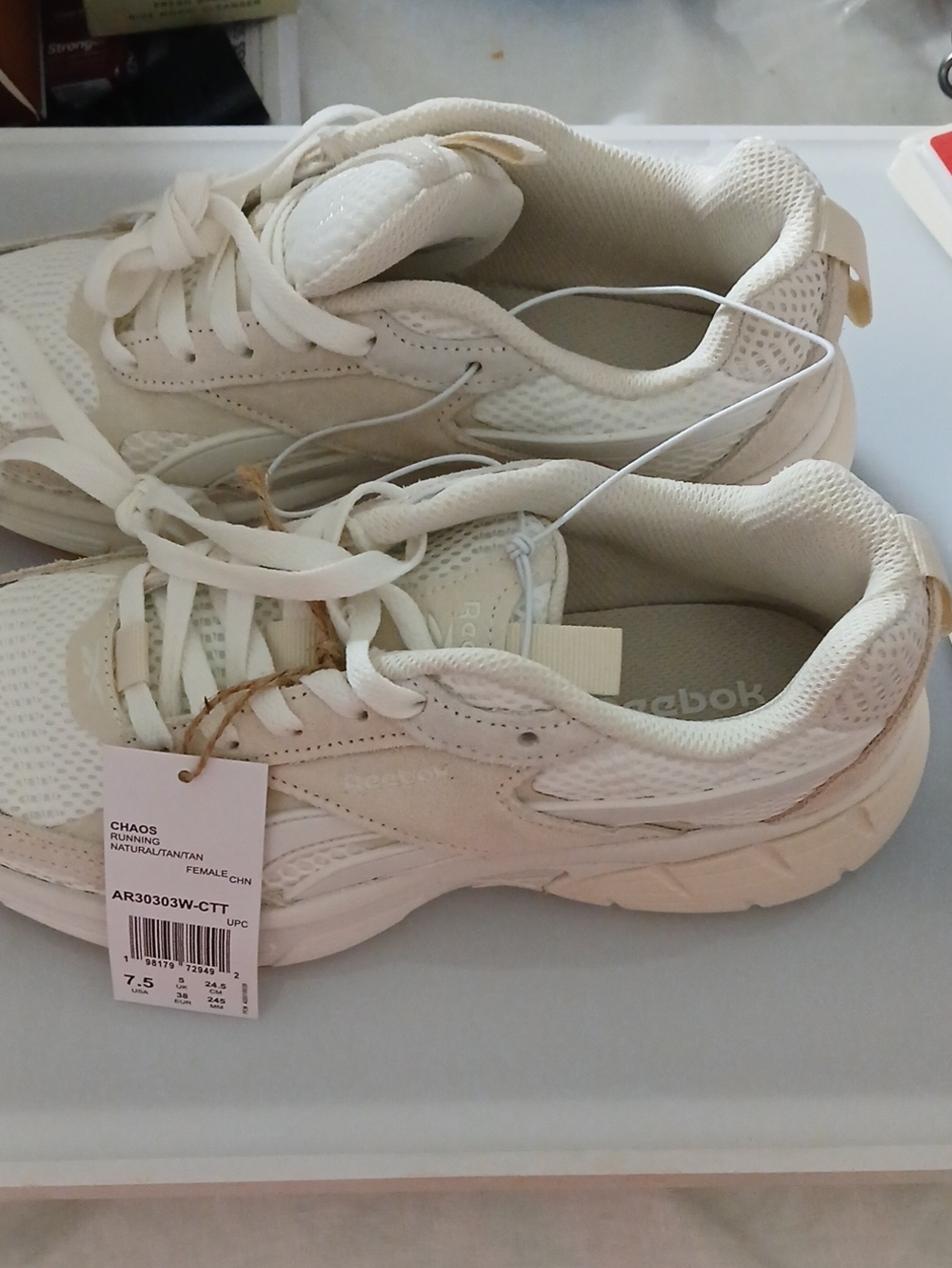 Reebok Women’s Off-White Lace-Up Athletic Sneakers